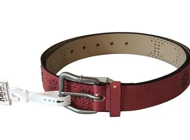 Relic Women's XL Red Leather Belt Floral Embossed Design Buckle