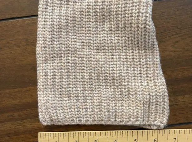 John + Jenn High Neck Long Sleeve Lace-Up Knit Pullover Sweater Tan Medium