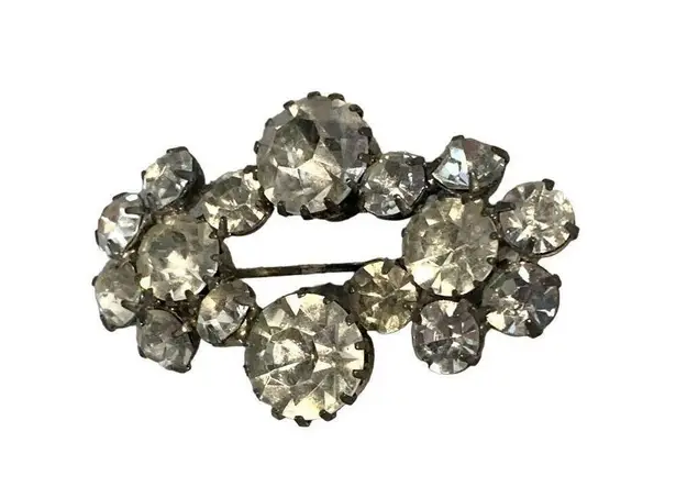 Vintage Silver Tone Rhinestone Sparkly Brooch Silver