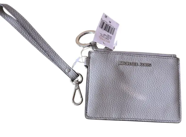 MICHAEL KORS Small Coin Purse Pearl Grey Keychain New with Tag MSRP $98 Gray