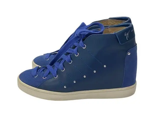 Giuseppe Zanotti Soma50 Studded High Top Wedge Women's Blue High-Top Sneakers