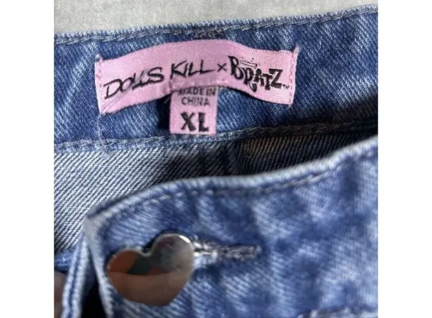 Dolls Kill  x Bratz Women’s Jeans XL Embellished Rhinestones Fray Edge Y2K