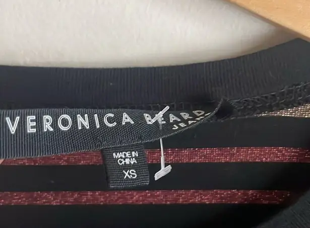 Veronica Beard Daphne Striped Metallic Long-Sleeve Dress