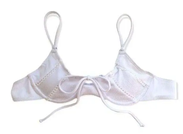 🔃White Ribbed Push Up Bikini Swimsuit Top White Size M