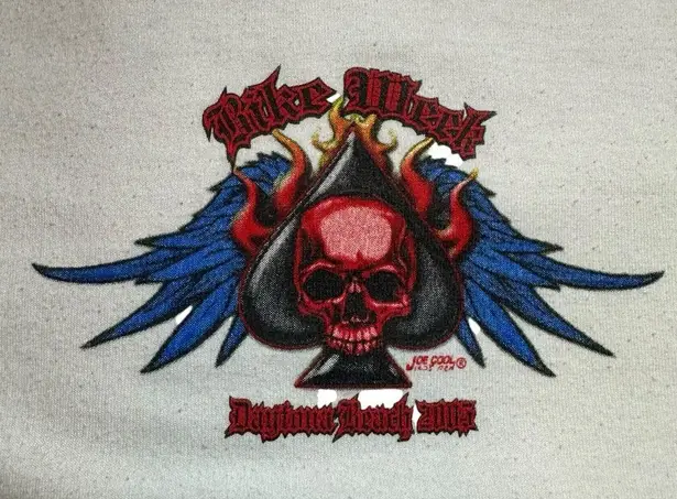 Vintage Y2K Bike Week Daytona Biker White Short Sleeve Graphic Tee shirt Size L