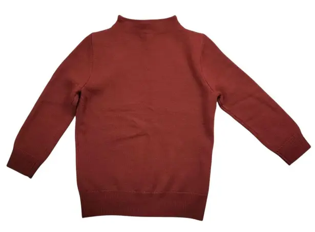 J Crew 100% Wool Knit Sweater Womens XS Orange Mock Neck Preppy