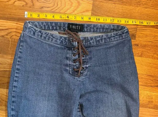 Finity Petites Women’s 8 P Vintage Lace Up Crop Jeans Retro Boho Western 90s Blue Size 8P