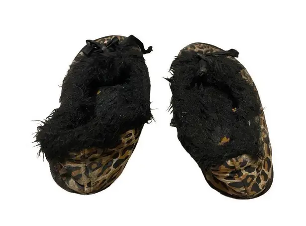 Rocket Dog Leopard Print Moccasin Slippers House Shoes Hard Bottom Faux Fur Fuzz