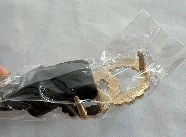 Vegan Faux Leather Double Circle Rhinestone Glitz Belt Black