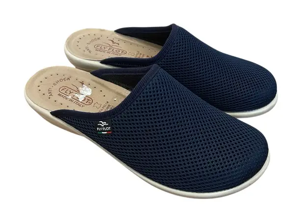 Fly Flot Navy Blue Anatomic Slip On Clogs Sz 39