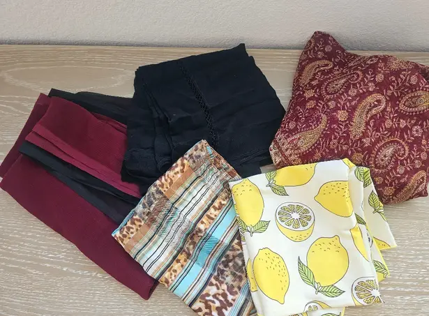 Scarf Collection 5 Variety Silk And Poly Scarf Lot Bundle Of Scarves Yellow