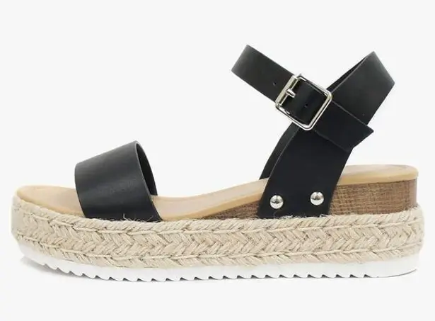 Soda  CLIP ~ Women Open Toe Ankle Strap Platform Espadrille Sandal