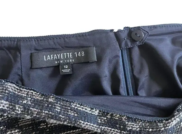 Lafayette 148 New York Classic Pencil Straight Skirt Blue Brown Women's Size 12
