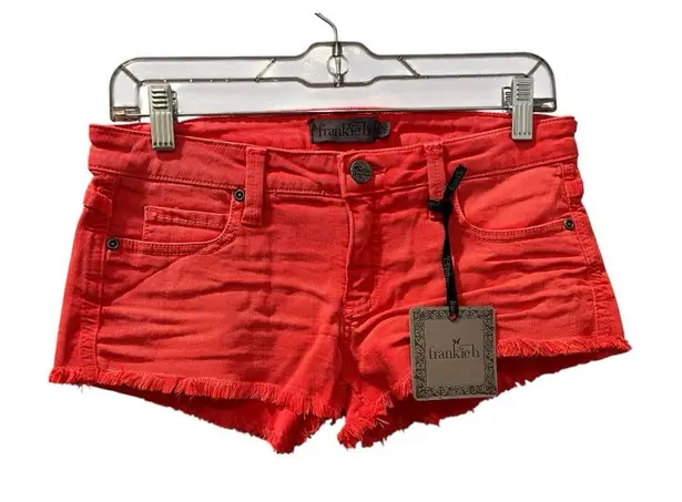 Franky B. NWT Low Rise Red/Pink Denim Jean Shorts Size 26 Cutoff Casual Summer Pink