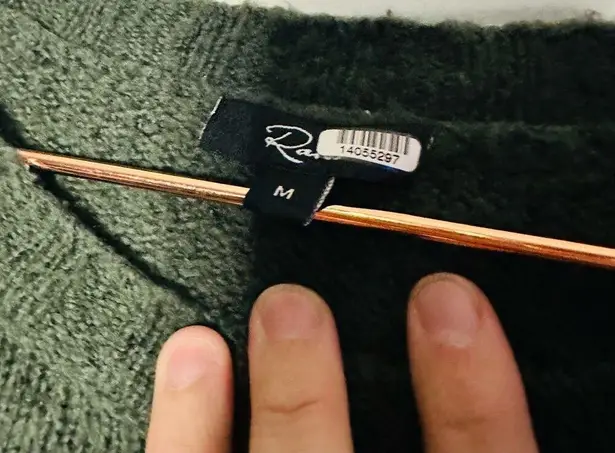 Rails Perci Olive Green Black Wool Stars Longsleeve Crewneck Sweater Size M