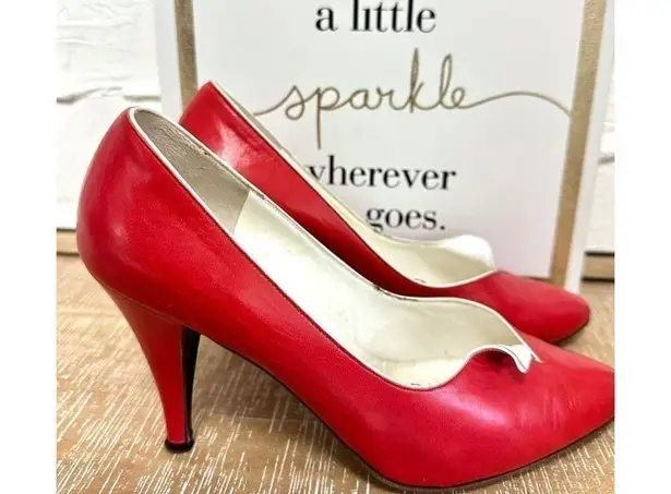 VTG Alberto D. Molina Italy Leather Sole Italy 71/2 B Red With Fold Detail Size 7.5