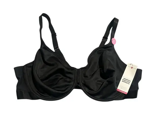Ashley Stewart T-Shirt Bra Women's 42D Black Underwire Lightly Lined Adjustable