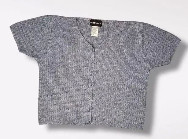 Sag Harbor VTG 90's Knit Short Sleeve Cardigan Sweater Silk Blend Large