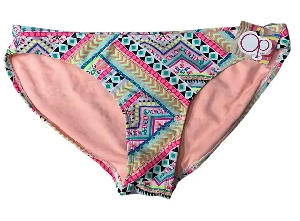 Ocean Pacific  Multicolored Tribal Lined‎ Bikini Bottom Size Large NWT - Image 1