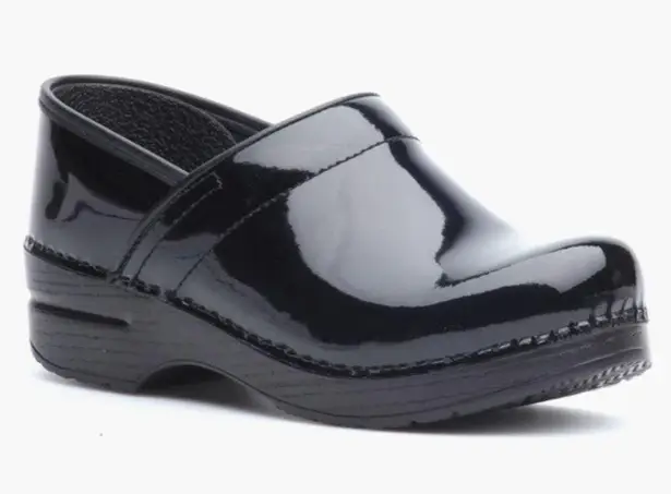 Dansko Black Patent Professional Nursing Clogs Shoes ~ Women's Size 38