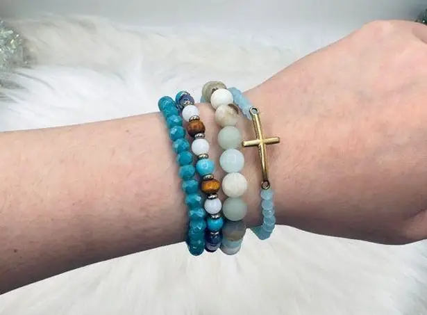 Stainless Steel Cross beaded Arm Candy Bracelet