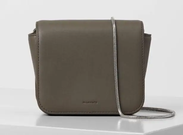 All Saints Arc Small Crossbody Purse in Mink Grey