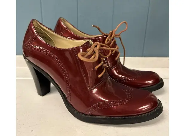 Chadwick’s Red Shiny Patent Leather Lace Up Toe Chunky Heel Court Brogue 6M Size 6