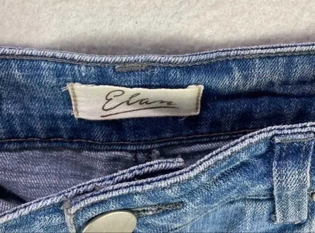 Elan Womens Shorts Size M Light Wash Denim Distress High Rise Button Fly Stretch