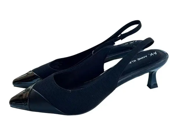 Anne Klein  iFlex Pointed Toe Slingback Strap Kitten Heels Black Women's Size 7.5