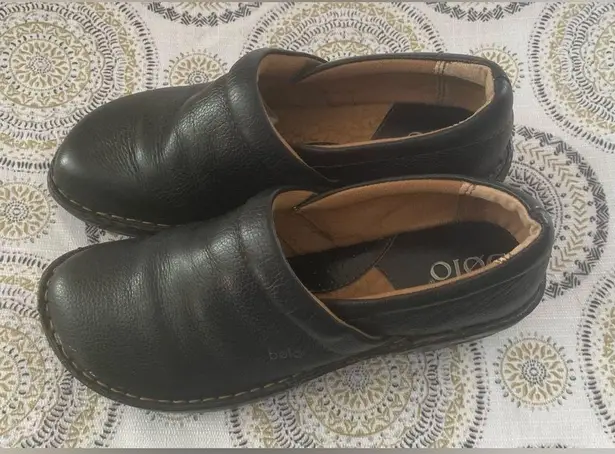 Bolo Shoes Womens Sz 8 Casual Comfort Slip On Wedge Clogs J00603 Black Leather