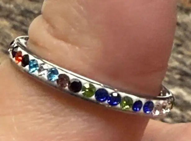 Fashion Ring Multicolor Rhinestone Infinity Band Size 9.25 Stainless Steel 19mm