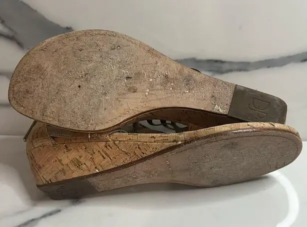 Donald J Pliner | Gold Metallic Leather Thong Cork Wedge Deena Sandal Sz 8