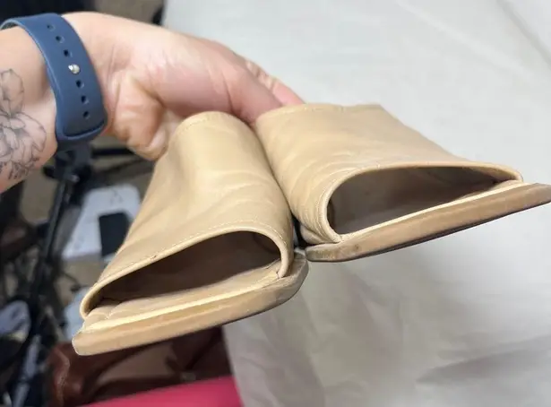 Westies Vintage Tan Square Toe Leather Chunky Heeled Mules size 7.5