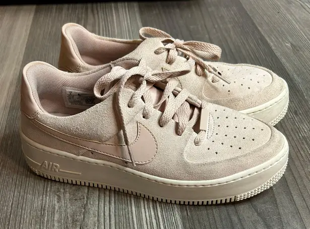Nike Air Force 1s Light Pink Suede Sneakers - Image 1