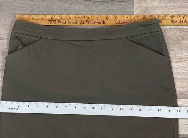 New York & Co. Stretch Twill Khaki Pencil Skirt Olive 6