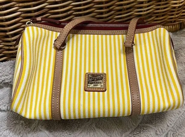 Dooney & Bourke  Yellow and White Striped Barrel Bag