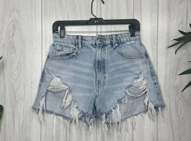 ZARA  High Rise Distressed Ripped Denim Shorts size 4