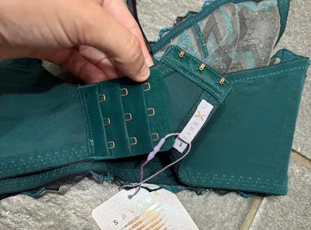 Savage X Fenty Shining Star Embroidered Unlined Demi Bra Wildflower Blue 36C Size undefined