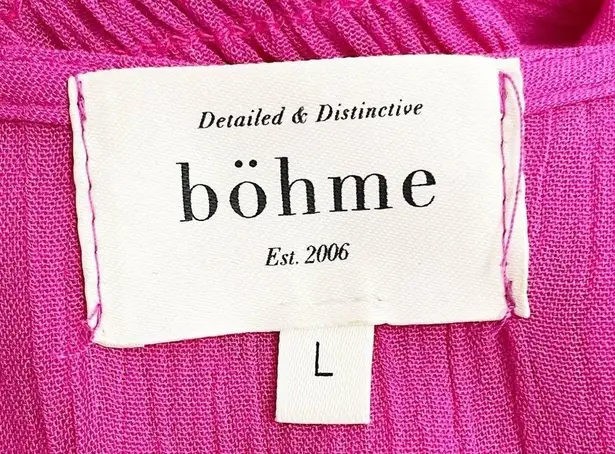 Bohme Saltwater Smocked Midi Dress Fuchsia Hot Pink Magenta Women’s Size Large