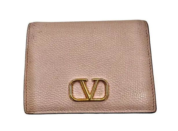 Valentino Garavani Vlogo Grainy Leather Wallet With Certificate of Authenticity