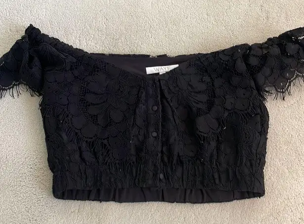 WAYF Black Casoria Ruffle Crop Top