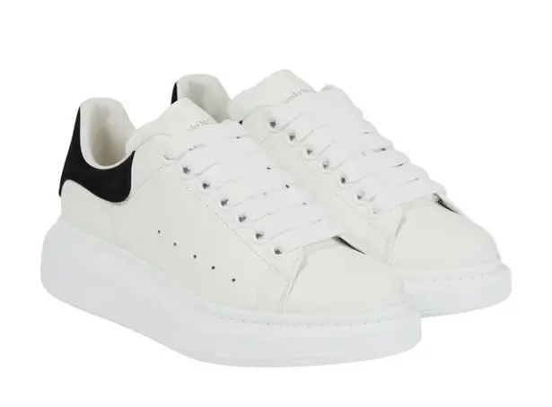 Alexander McQueen Leather Platform Sneakers in White Blue 39 New With Box Womens