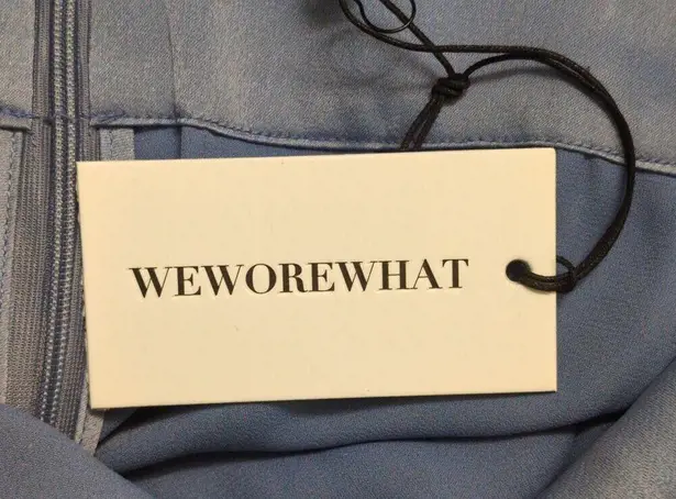 We Wore What NWT Blue Satin Charmeuse Cowl Neck Spaghetti Strap Slip Dress S