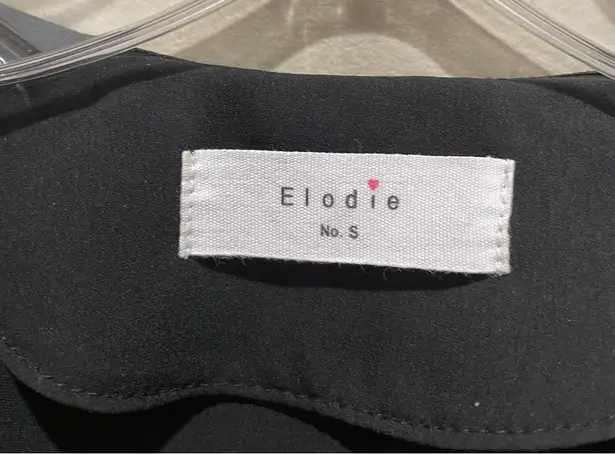 Elodie V-Neck Button Front Short Sleeve Blouse Black Size Small