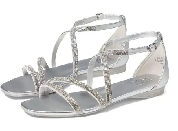 Naturalizer NWOT Sicily Women's Buckle Strappy Sandals Silver Size 7