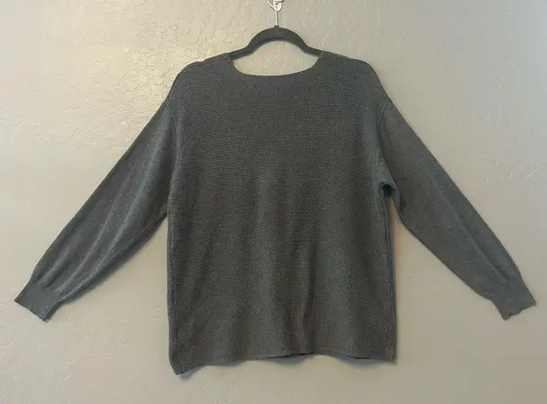 Ella Moss charcoal gray v-neck ribbed pullover sweater size large