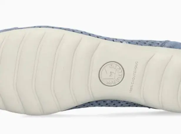 Mephisto Erika Perforated Ballet Flat Leather Denim Blue Metallic size 8.5