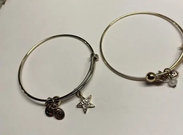 Set of 2 Bella Women’s Metal charm Bangle Bracelets
