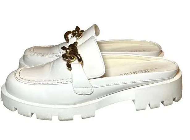 Dream Paris Dream Pairs Shoes Womens Size 9 Slip On Loafers  SDML2326W White Gold Chain