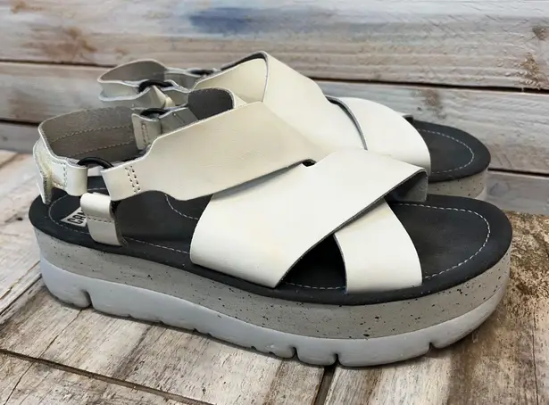 Camper Oruga Up White Leather Platform Chunky Sporty Strappy Sandals Size 39
